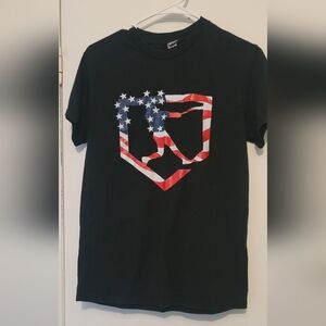 Black T-Shirt with American Flag Graphic